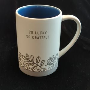 Hallmark Coffee Tea Mug So Lucky so Grateful Ceramic Gray Blue